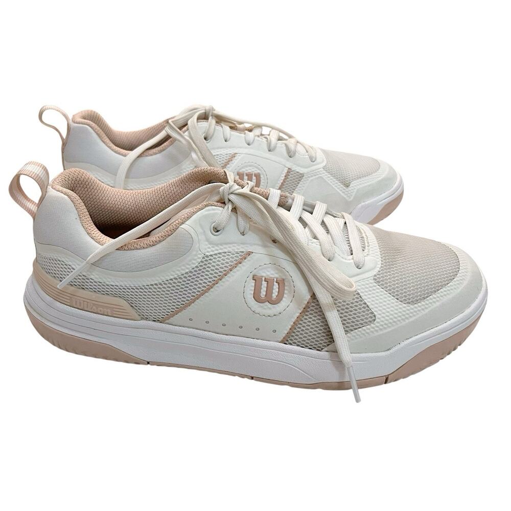 Wilson Womens Pickle Pro Pickleball Sneakers Size 8 White Rose Pink Low Top Logo